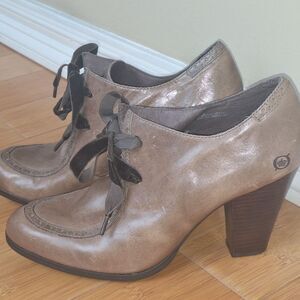 Born Birdie Bootie Shoe Oxford Womens Leather Velvet Laced Heeled 10 HandCrafted
